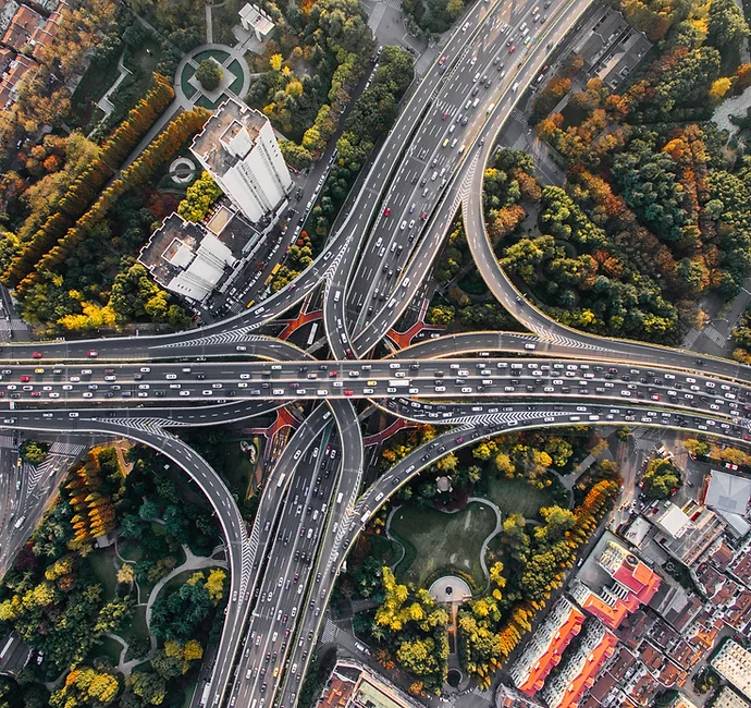 Image of roads converging.
